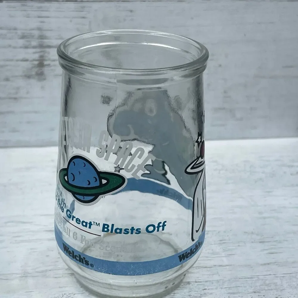 Vintage 1998 Welch's Muppets In Space Jelly Jar Glass Gonzo The Great Blasts Off